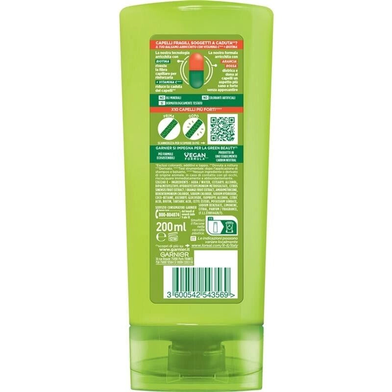 GARNIER FRUCTIS BALSAMO FORTIFICANTE VITAMINE & FORZA CAPELLI FRAGILI SOGGETTI A CADUTA 200 ML