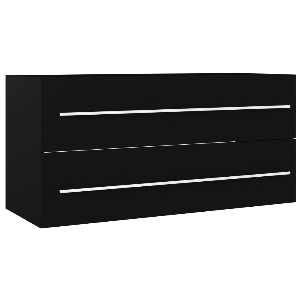 Mobile Lavabo-Armadietto da bagno Nero 100x38,5x48 cm in Legno Multistrato