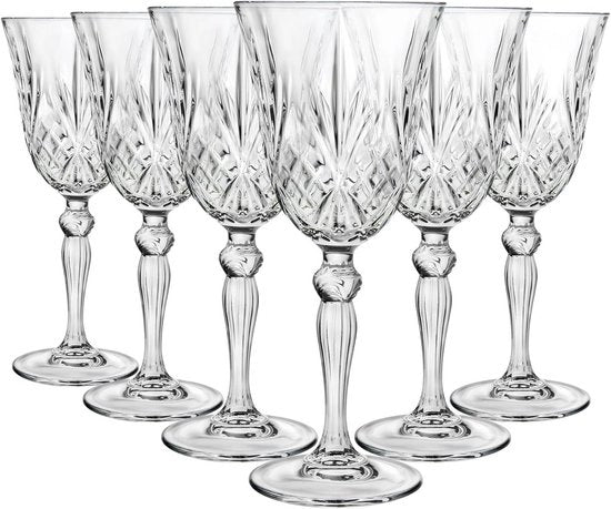 Set di 6 bicchieri da vino in cristallo lussuoso - Ideali per vino e cocktail, forma classica a conchiglia