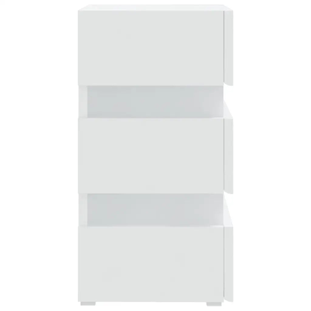 Comodino con Luci LED-Tavolino da notte Bianco 45x35x67 cm in Legno Multistrato