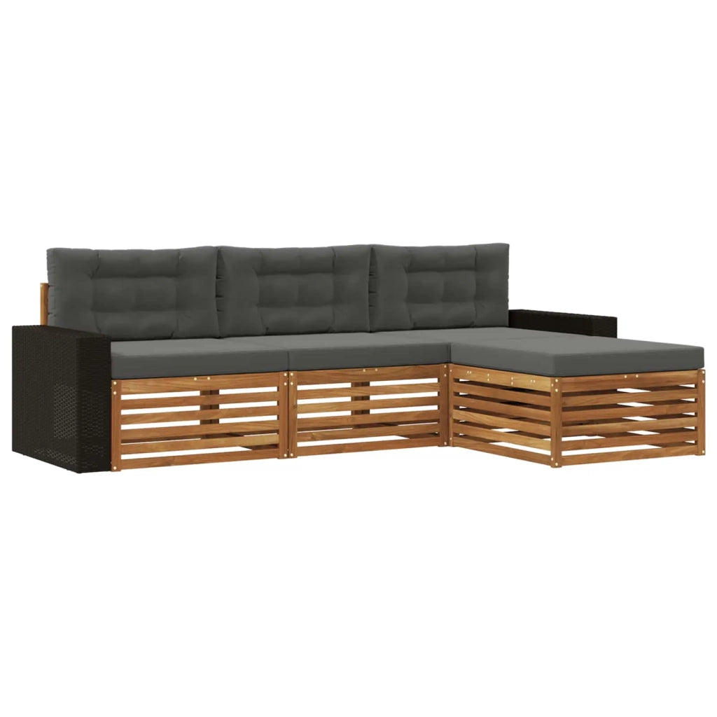 Set di divani da esterno 4 pcs Naturale e Antracite Poliestere 3383215