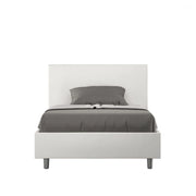 Letto imbottito 1 piazza e mezza 120x210 cm Adele - Bianco,Similpelle,Con rete