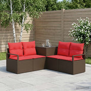 Set di divani 5 pz Marrone e Rosso Rattan sintetico e Acciaio 3447795