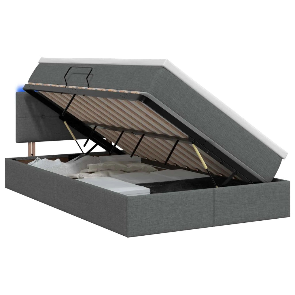 Letto con contenitore LED e materasso Grigio Scuro 120 x 200 cm 3459055
