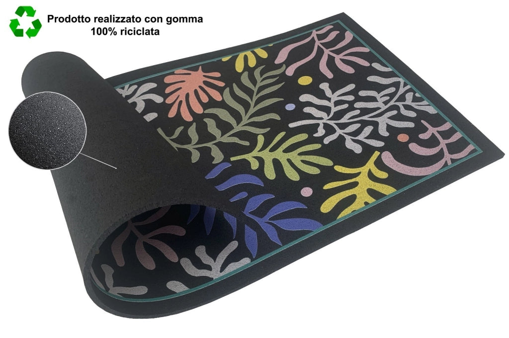 Zerbino Ingresso 40X70 cm Gomma Sostenibile Antiscivolo Pietre Mosaico Maioliche DIS_D