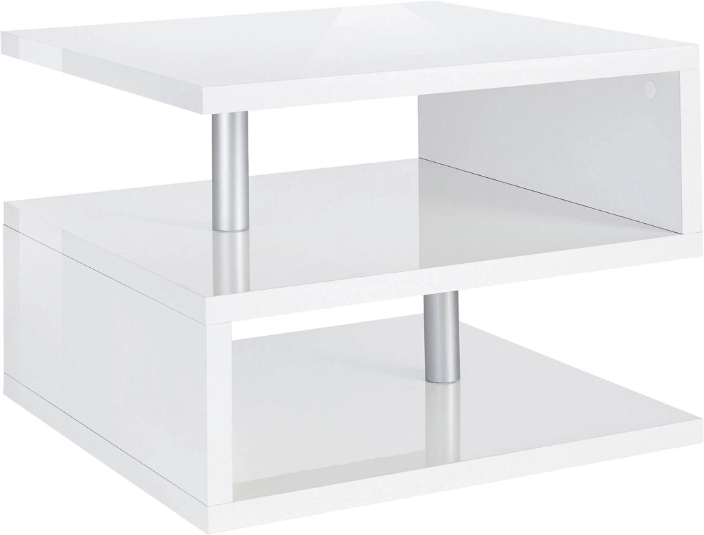 Tavolino a S con Ripiani a Giorno 55x41,5x55 cm Zeta Bianco Lucido