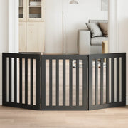 vidaXL Cancello per Cani Pieghevole 3 Pannelli Nero 150cm Legno Pioppo