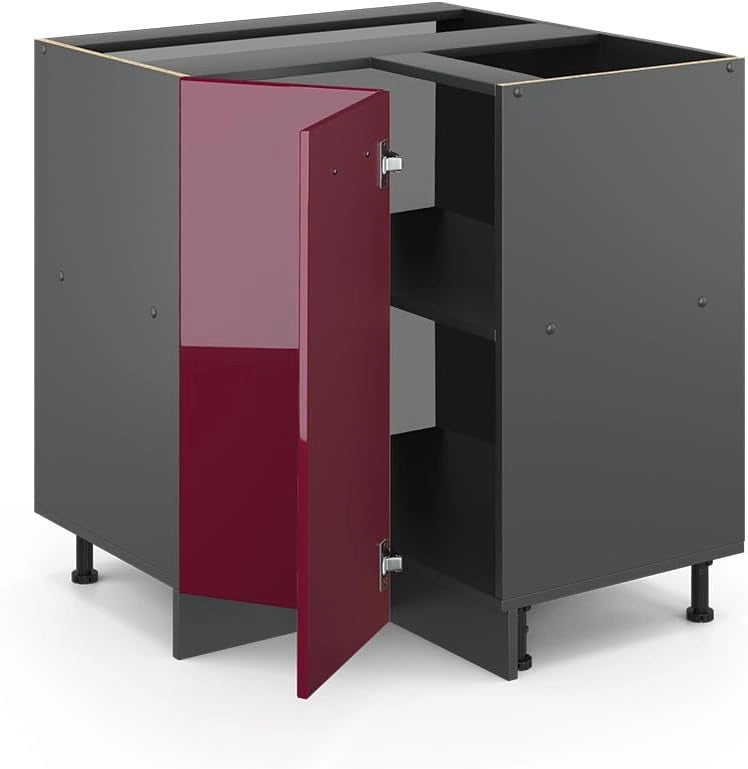 Mobile ad angolo cucina R-Line, Rosso lucido, 75.6 cm senza piano di lavoro, per la libera combinazione all'interno di sistemi cucina modulari