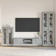 Set mobile TV con porta FLORIN Grigio cemento Legno multistrato
