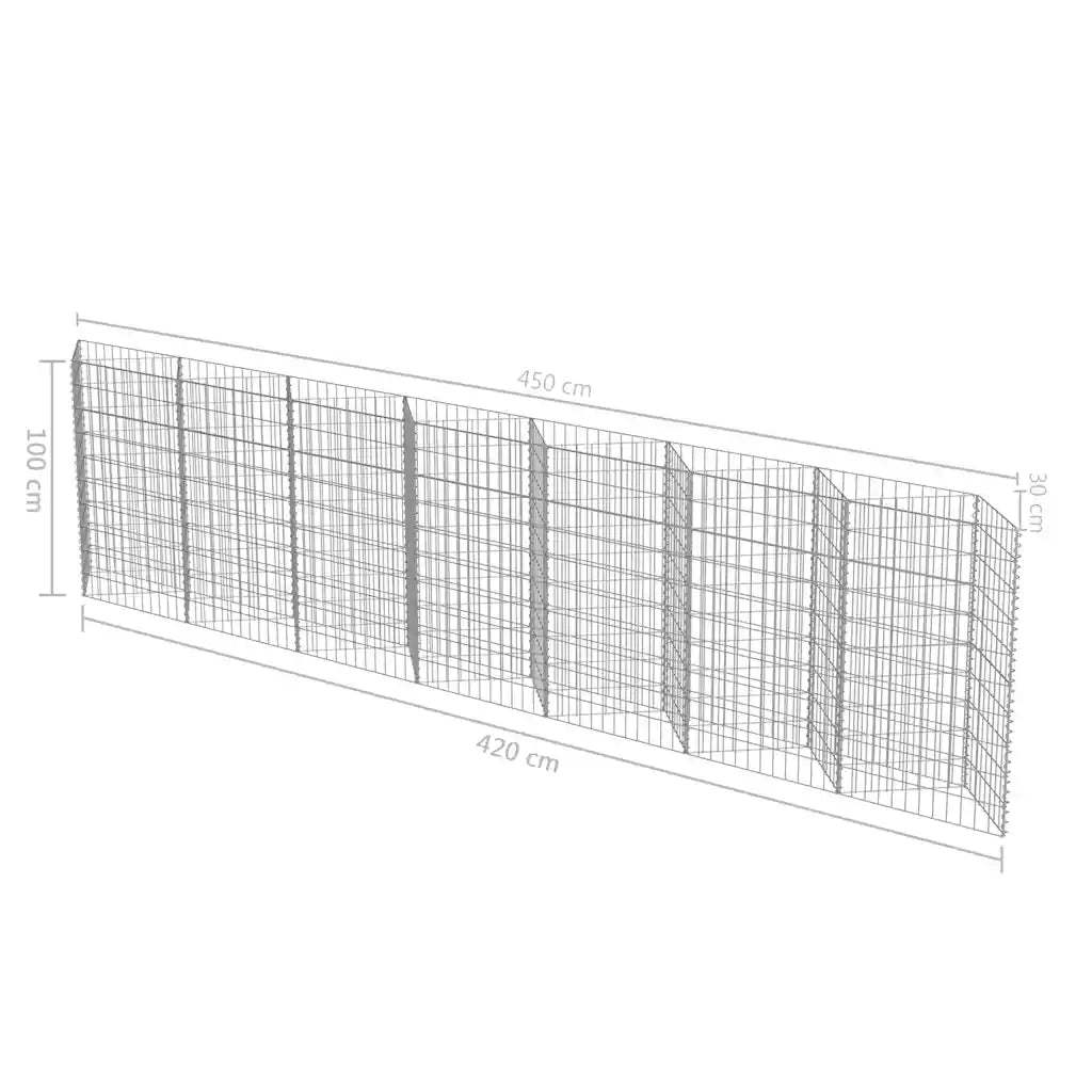 Gabbione in Acciaio Zincato 450x30x100 cm 143571