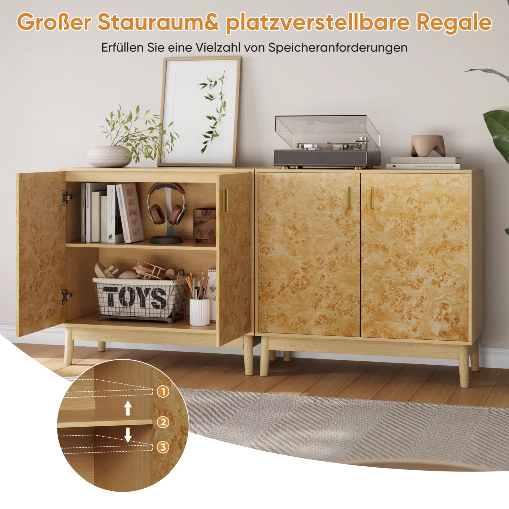 Armadio Buffet in Legno Massello con Ripiani Regolabili Multiuso ¨C MINIMAL ¨C Bianco