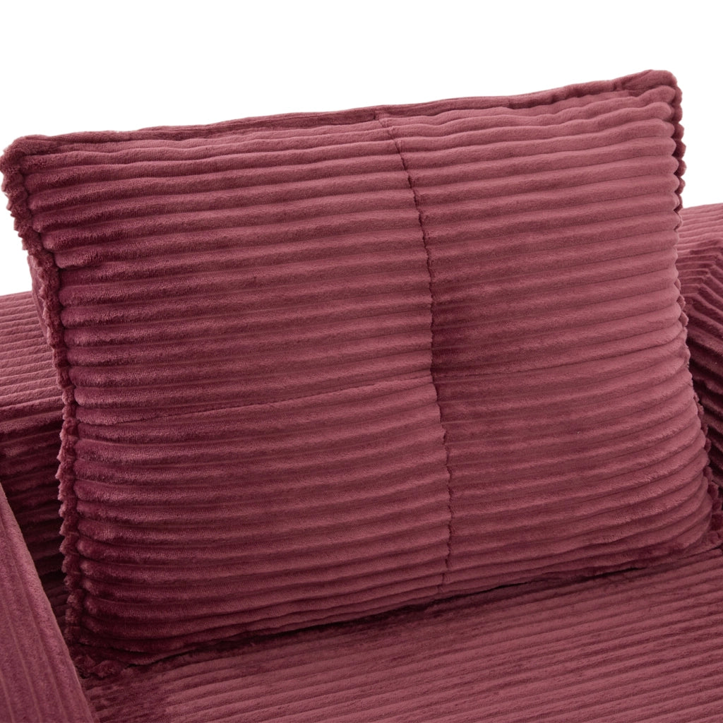 Divano letto singolo - con tasche laterali e portabicchieri - in tessuto a coste rosso vino