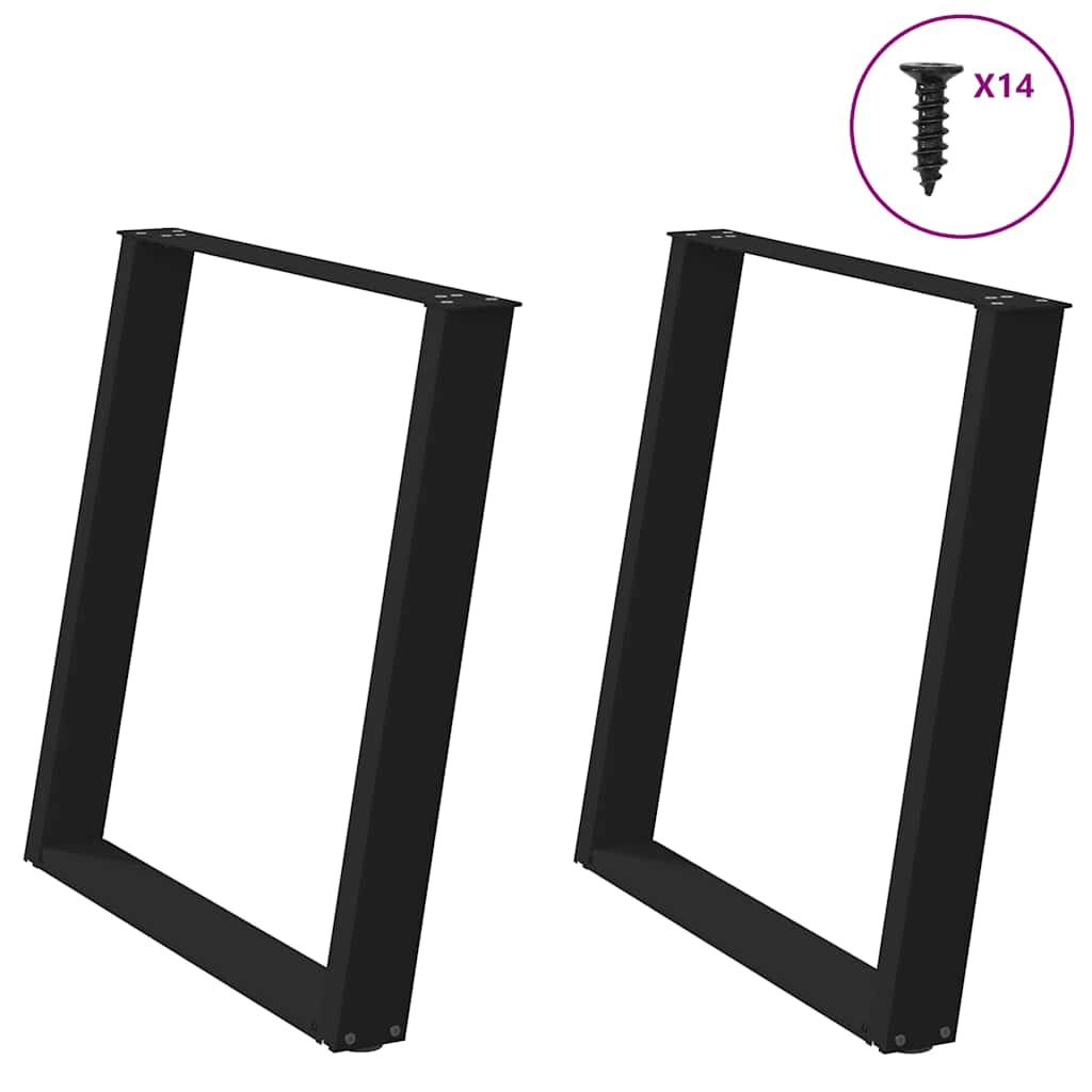 Set di 2 gambe per tavolo da pranzo a forma di U 70 x 72 cm design moderno e solido con stabilità regolabile acciaio nero 02_0057072