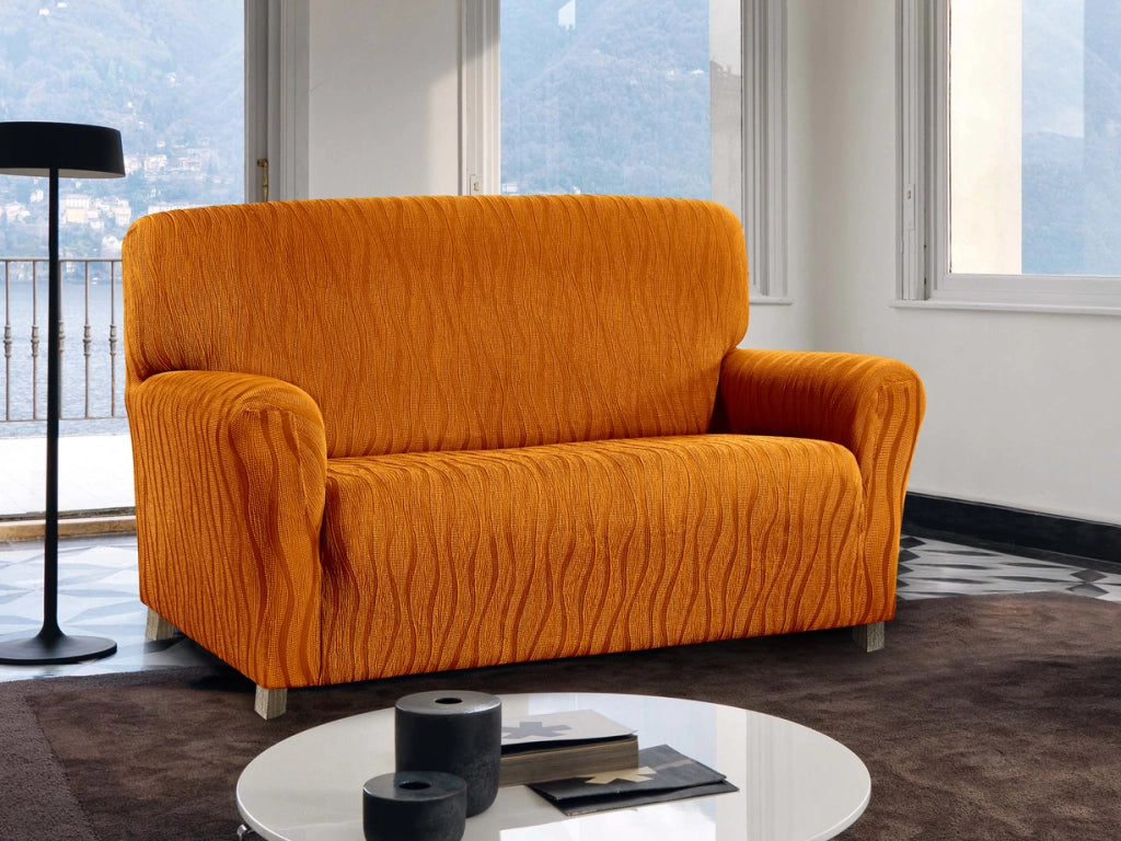 Copridivano Sofà Poltrona Elasticizzato Protezione Macchie Modello Wonderful - 4 Posti - Arancione