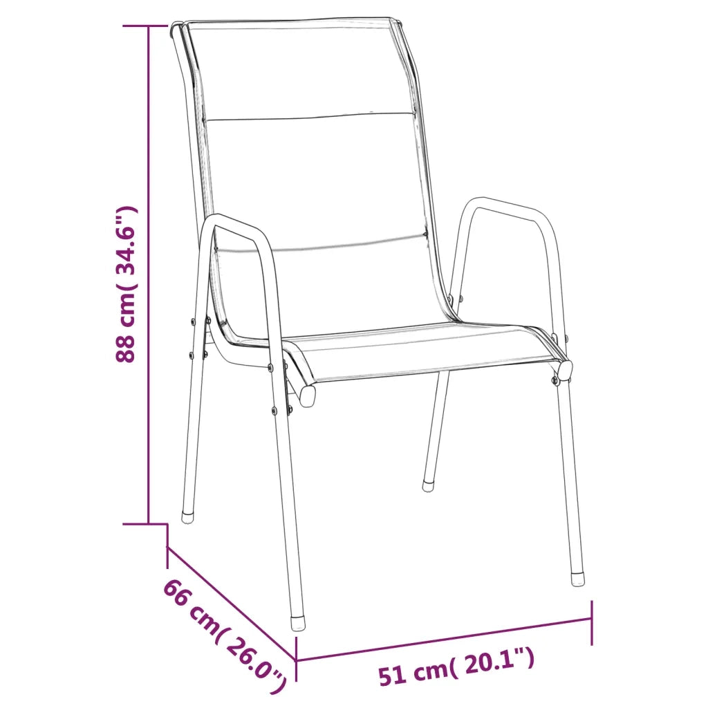 Set da Pranzo da Giardino 7 pz | Set Salotto da Giardino Nero in Acciaio e Textilene