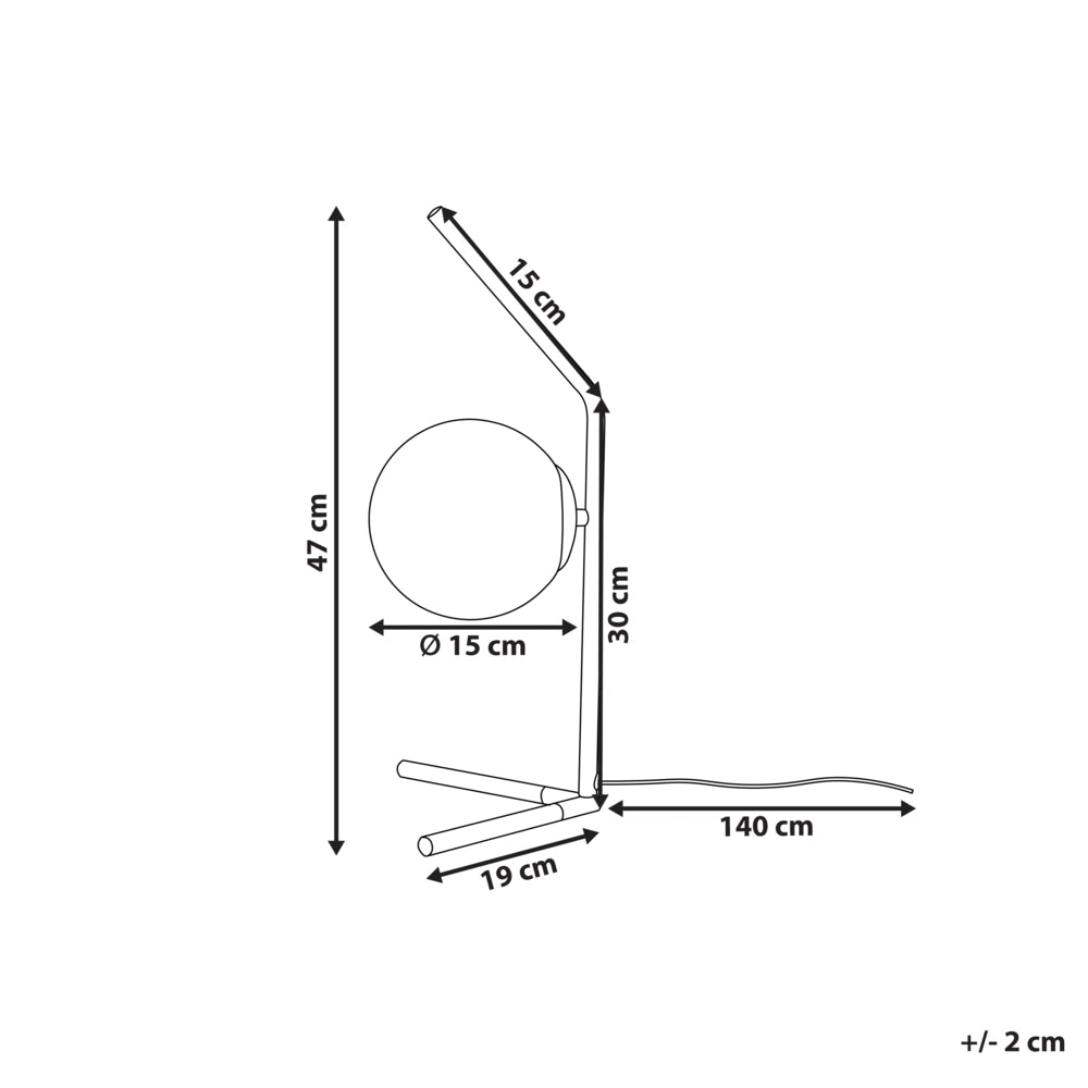 Lampada da tavolo bianca e nera con paralume in vetro Asta in ferro 47 cm Telaio Luce singola Design moderno Accessori per la casa Soggiorno