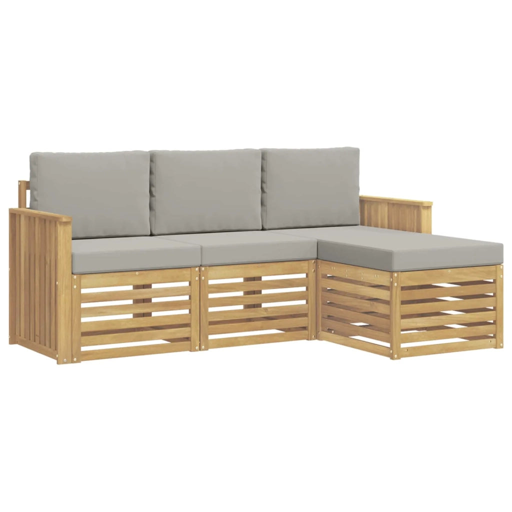 Set di divani da esterno 4 pcs Bianco e Grigio Chiaro 3391631