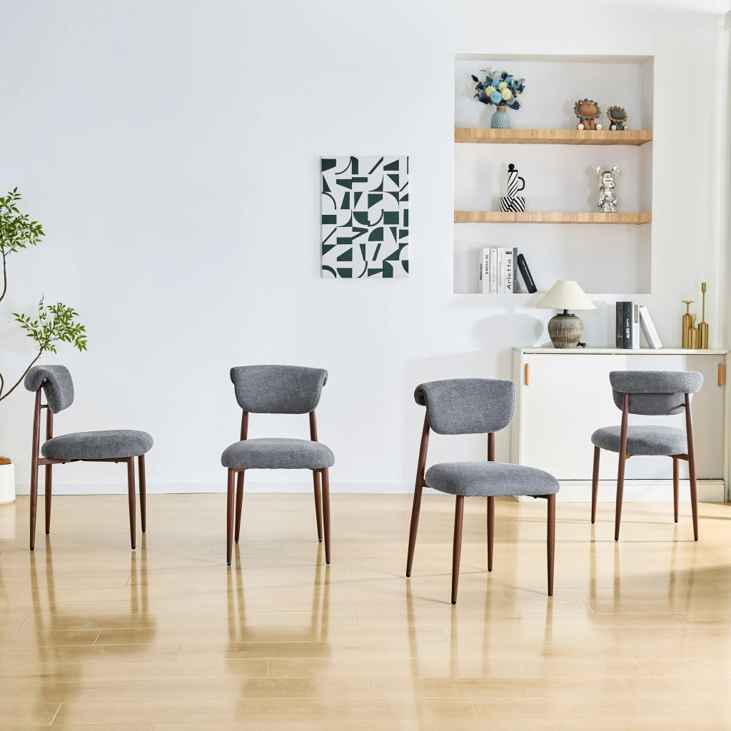 Set Tavolo e Sedie da Pranzo Imbottite con Schienale Curvo ¨C Xylo ¨C Tessuto, 4 Pezzi