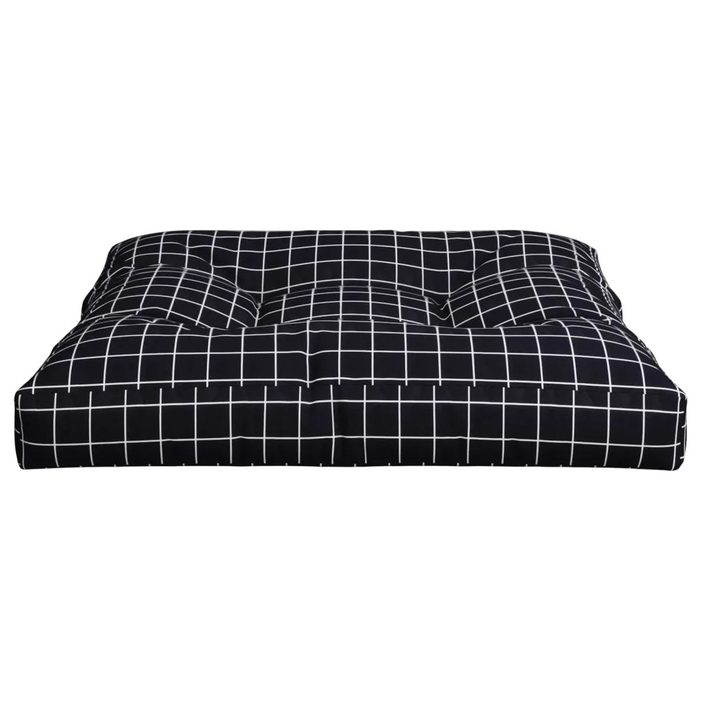 vidaXL Cuscino per Pallet Motivo a Quadri Nero 80x80x12 cm in Tessuto