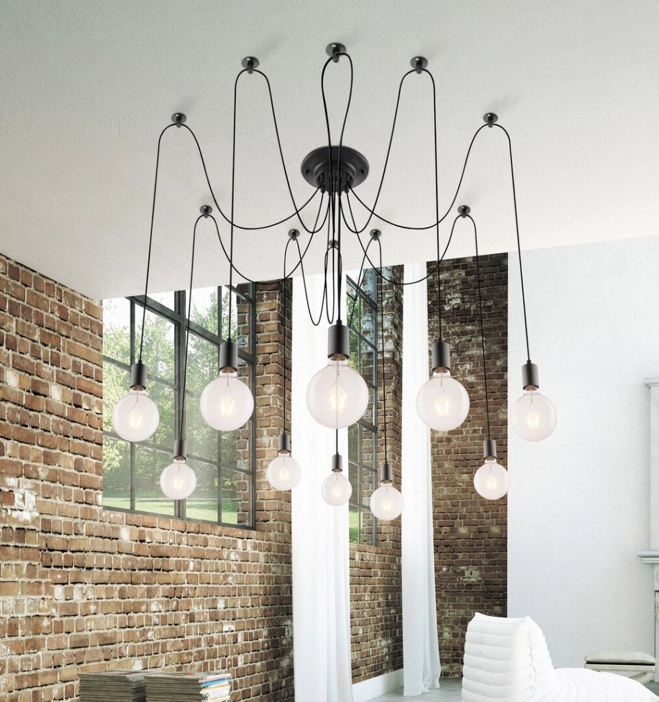 Lampadario a ragno Caspar 10xE27 nero opaco Rabalux