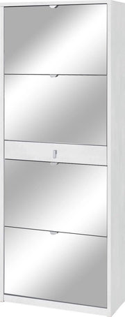 Scarpiera 4 Ante con Specchio 1 Cassetto 63x164x29 cm Ossido Bianco