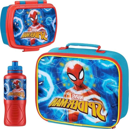 Set di 3 Scatole da Picnic Avengers - Scatola Isolante da Picnic e Scatola Snack - 430 ml Onda da Spiderman - Senza BPA - Scuola e Viaggi - Captain America Iron Man Thor - Multicolore Spiderman