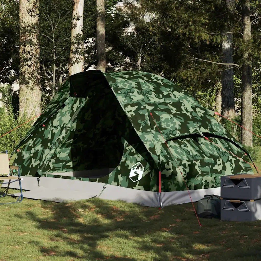 vidaXL Tenda da Campeggio a Cupola 4 Persone Mimetica Impermeabile