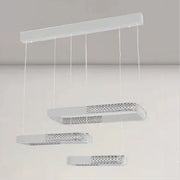 Trade Shop - Lampadario A Sospensione Led 68w 3 Rettangoli Cristallo Telecomando Bianco 32095 -