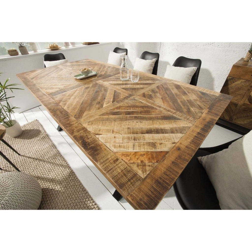 Tavolo da pranzo ZAREL 160 cm – Piano in legno massello di mango e metallo nero