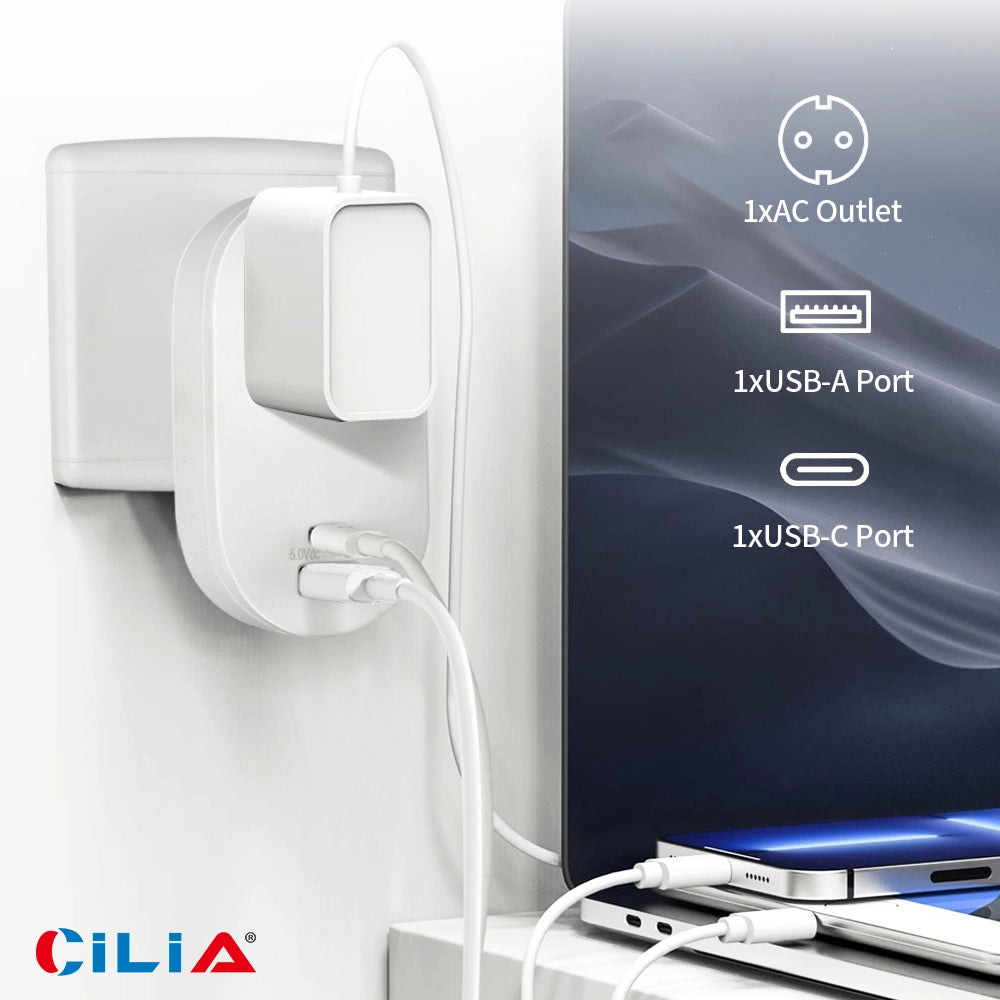 Adattatore da Parete con 1 Presa Schuko 16A e USB ¨C zephmum ¨C Bianco