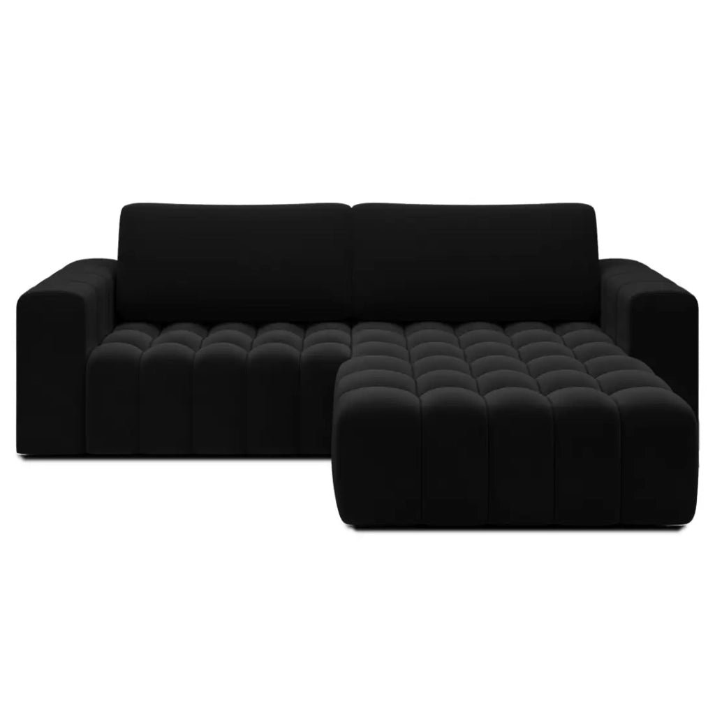 Divano angolare trasformabile DORY nero 250 cm con vano contenitore angolo destro
