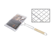 Trade Shop - Griglia Barbecue Doppia Manico Legno Graticola Grigliata Pesce Arrosto 34,5x22cm -