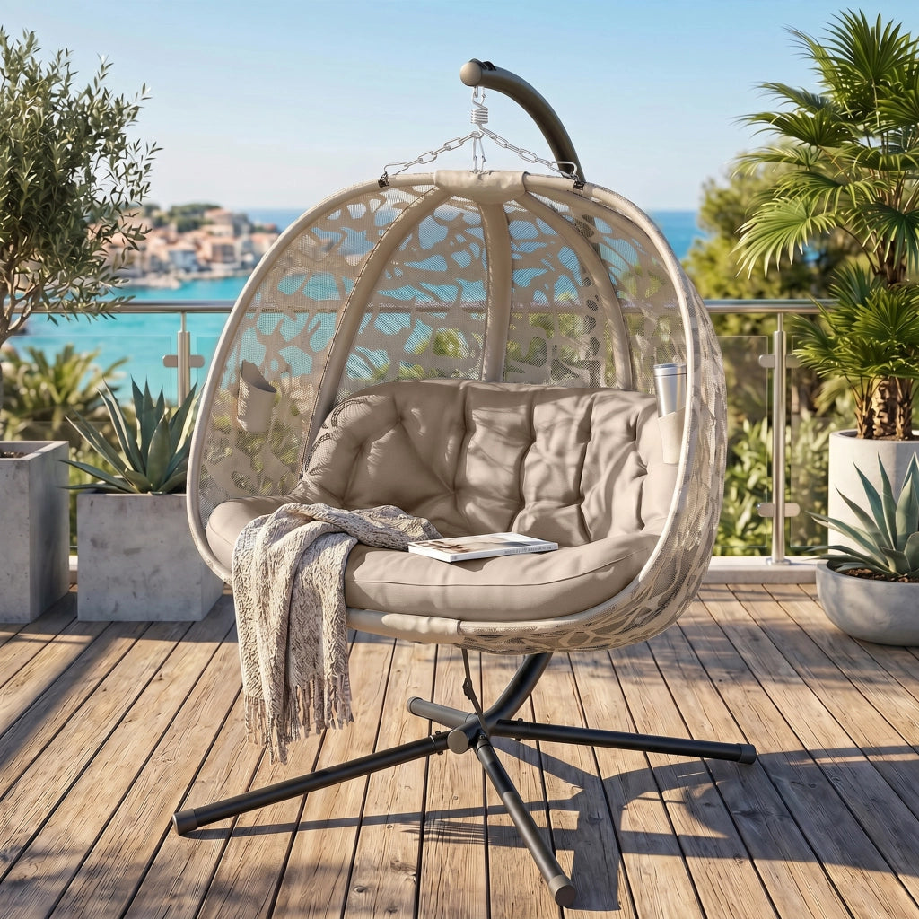 Poltrona a dondolo sospesa per 2 persone ¨C zephmum ¨C Sand, 130x103x172 cm