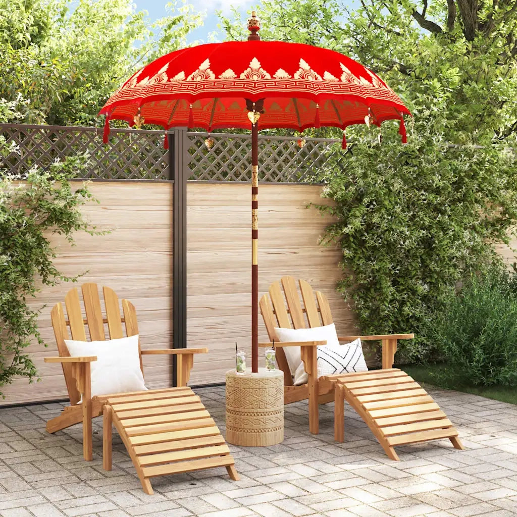 Parasol Balinese Rosso 180-190 cm Cotone, legno massello