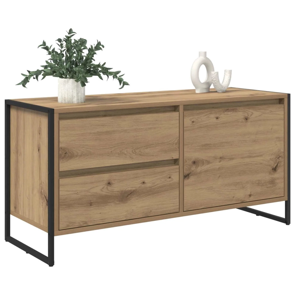 Mobile TV con cassetto-Credenza TV-Console TV Rovere Artigianale 100 x 36 x 49.5 cm
