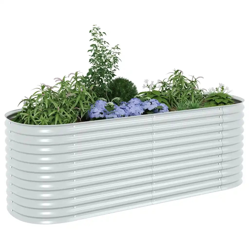 Letto Rialzato Giardino 240x80x81 cm in Acciaio Zincato Argento 45513