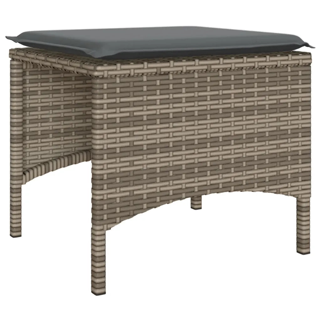 Divano Giardino 2 Posti con Tavolo e Sgabelli Grigio Polyrattan 4003892