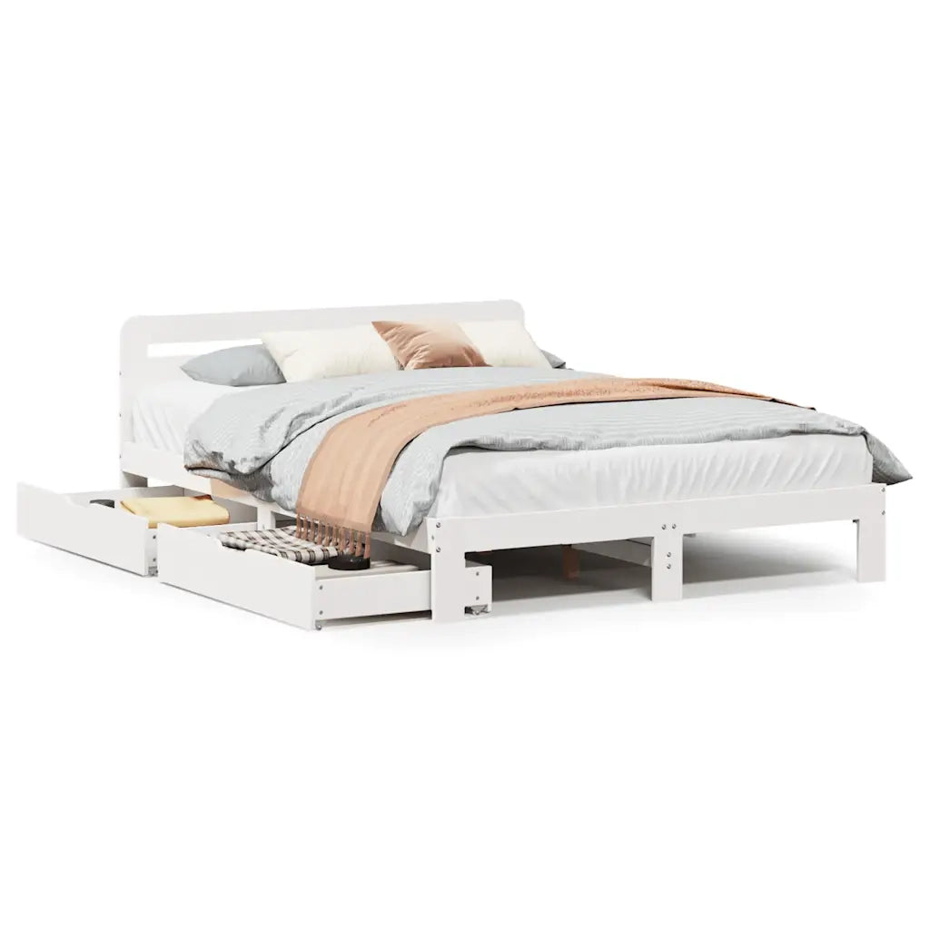 Letto senza Materasso Bianco 140x190 cm Legno Massello di Pino 3309873