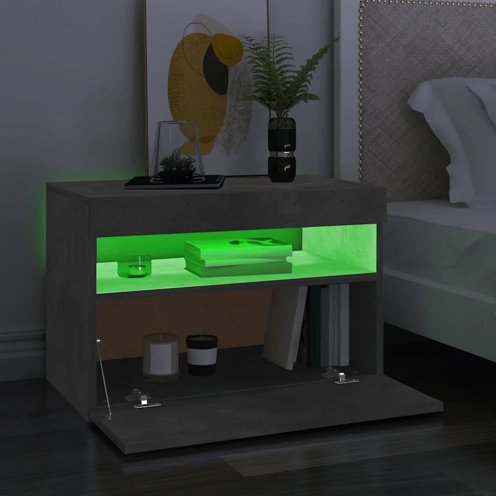 Mobile Porta TV con Luci LED Grigio Cemento 60x35x40 cm 804417