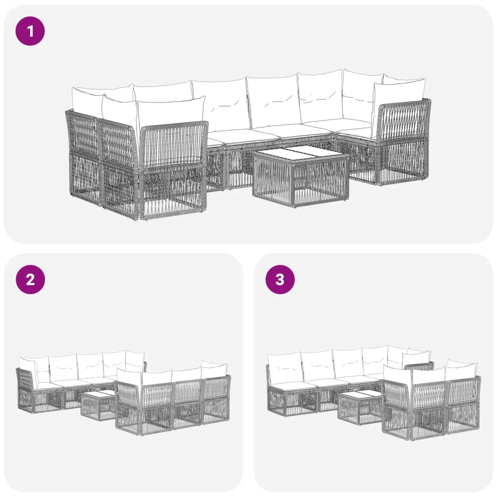Set Divano da Giardino 8 pz Beige polyrattan 3434142