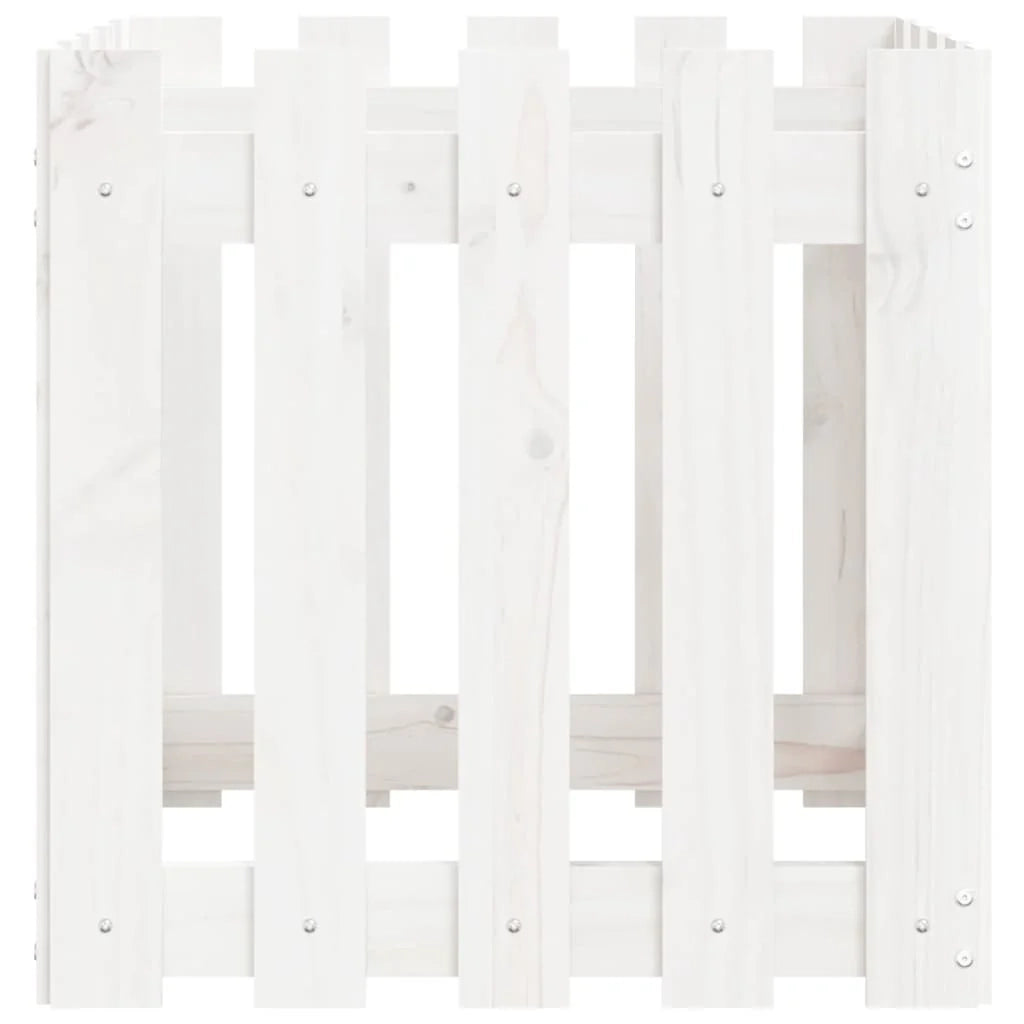 Fioriera rialzata per piante fiori terrazza giardino con design di recinzione 50 x 50 x 50 cm pino bianco massiccio 02_0038100