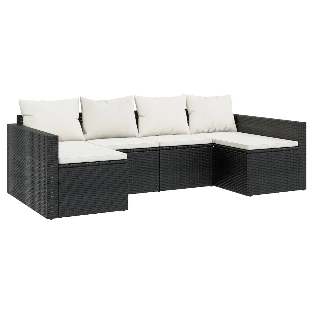 Set da Giardino 2 pz con Cuscini Nero in Polyrattan 362343