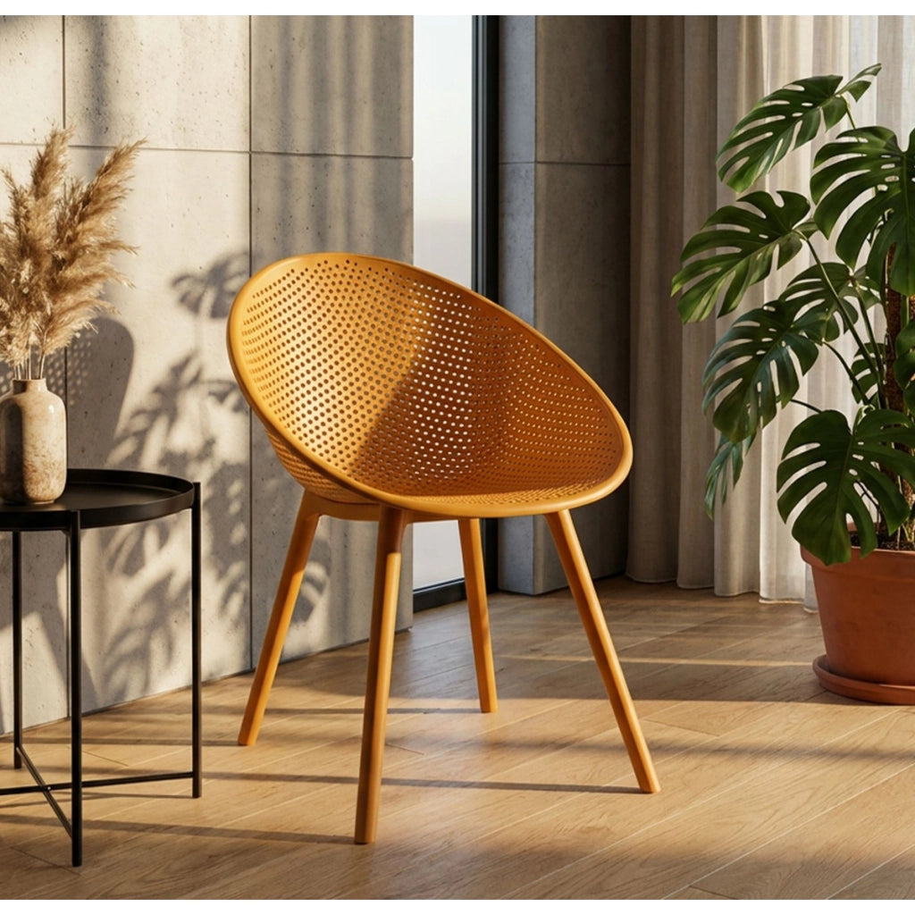 Set di 2 Sedie VKH1084, Giallo, Plastica, 59x59x83 cm