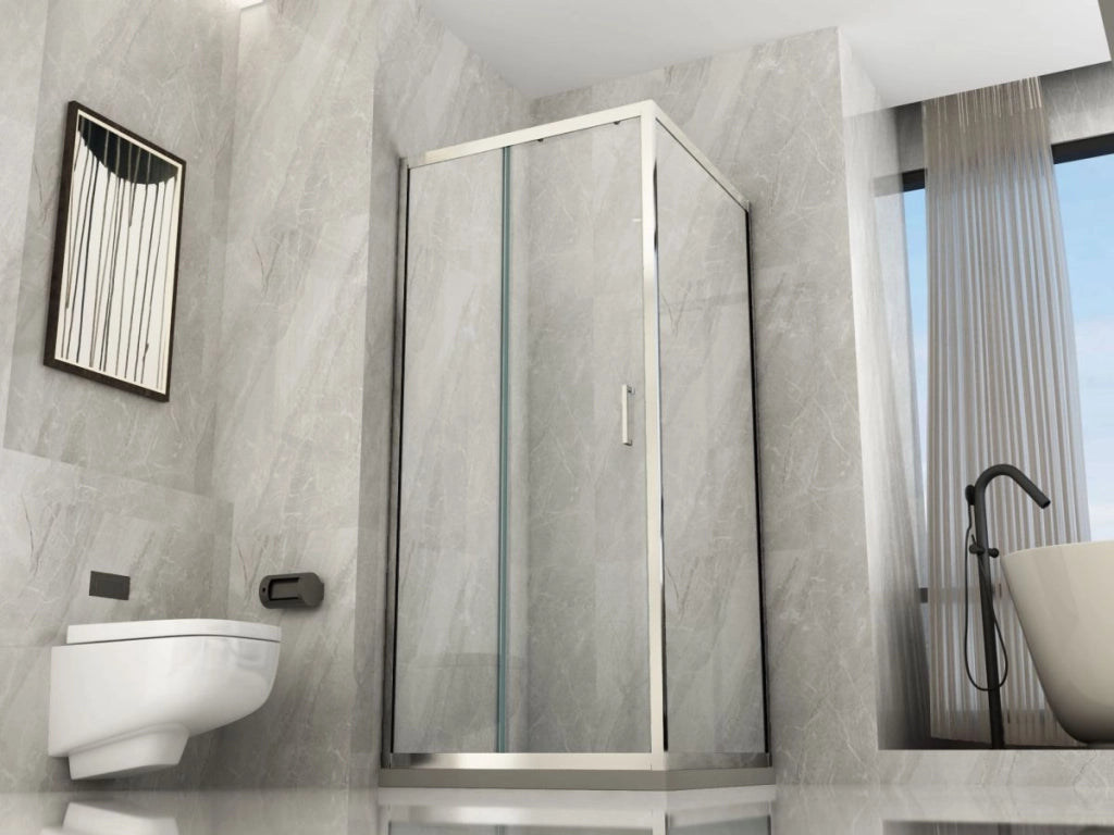 Box Doccia Cristallo 6 mm Anticalcare Trasparente 2 lati 1 Fisso e 1 Scorrevole - Misura: 65 x 100 x h190 cm