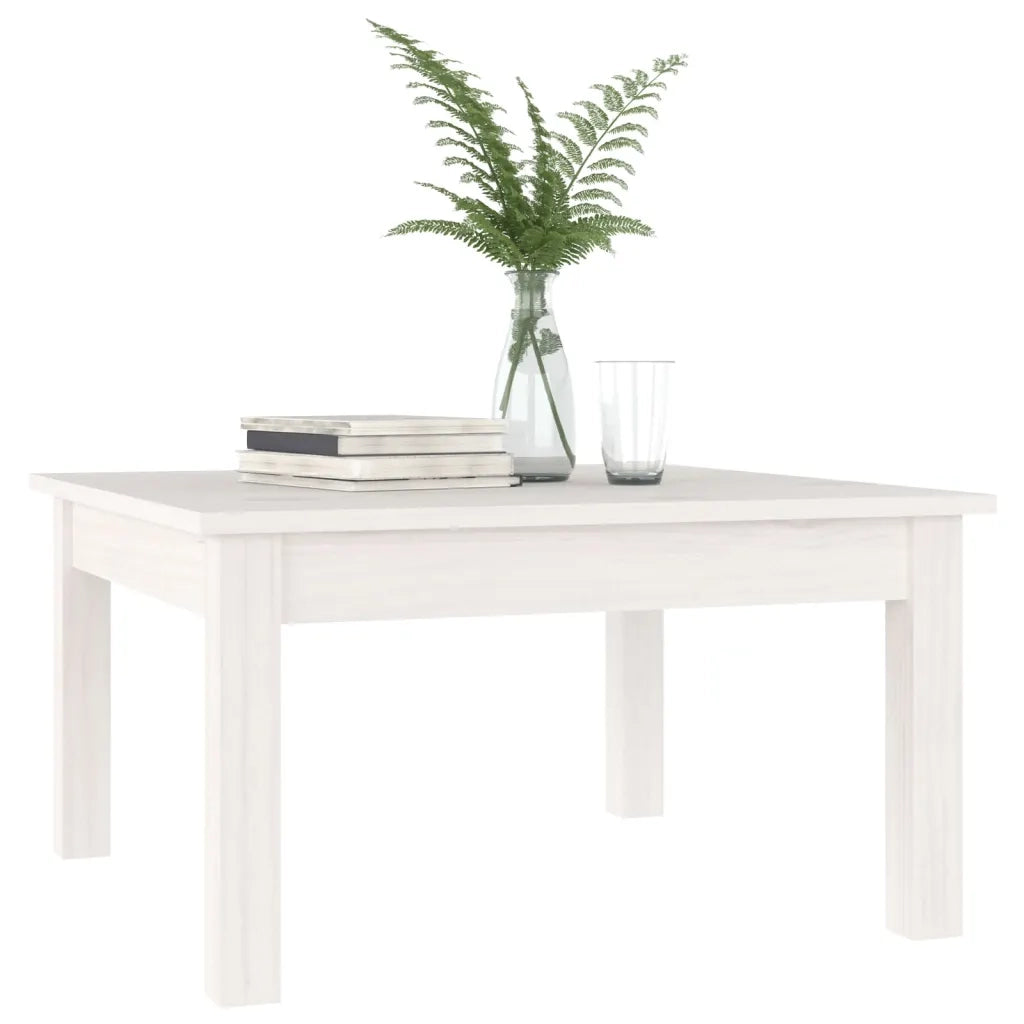 Tavolino da Salotto Bianco 55x55x30 cm Legno Massello di Pino cod mxl 15895