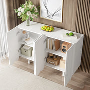 Credenza moderna bianca a 4 ante con intagli a goccia