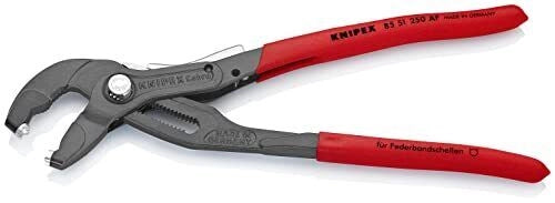 KNIPEX 85 51 250 AF Pinza per Fascette Elastiche con Fermo di Blocco Inserti Girevoli a 360° Microregolazione 19 Posizioni Testa Affusolata colore Grigio