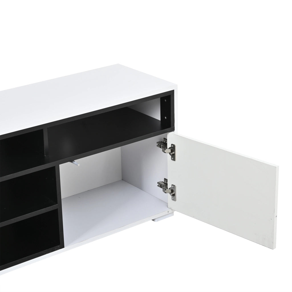 Mobile porta tv 150 cm bianco e nero con luci led; supporta schermi 65 pollici