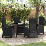 Set da Pranzo per Giardino con cuscino 5 pcs Nero polyrattan 3380375