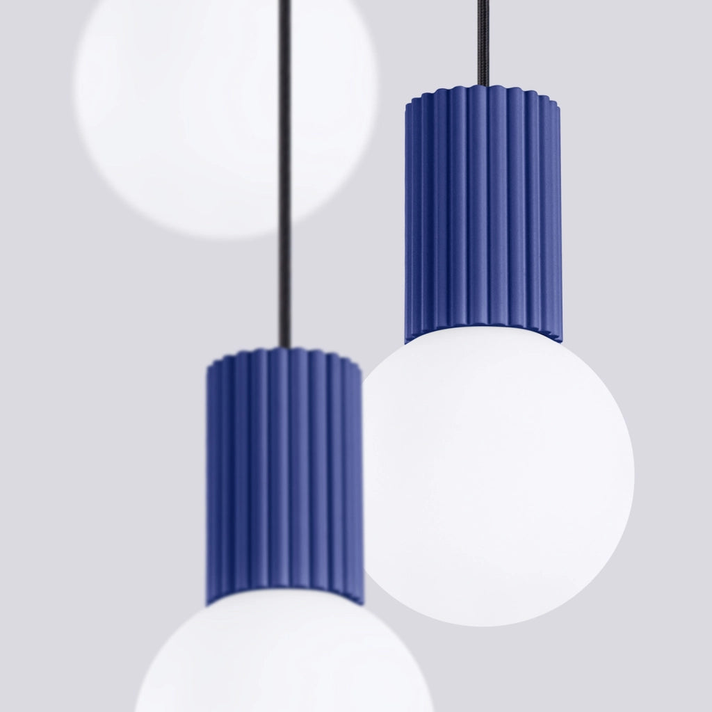 Lampadario moderno tondo 3 sfere vetro ultramarino G9